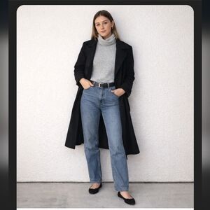 Gray Turtleneck Knit Sweater